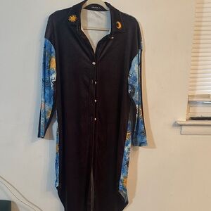 SHEIN Black and Blue Long Cardigan